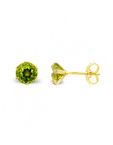 9K PENDIENTES ORO AMARILLO OLIVINA GARRAS 5MM CIERRE PRESION