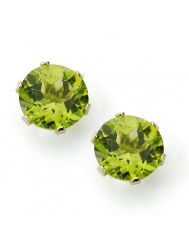 9K PENDIENTES ORO AMARILLO GARRA INGLESA OLIVINA NATURAL 7 MM 2.88 QTS CIERRE PRESION