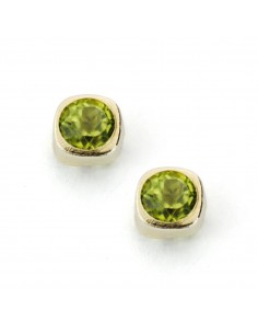 9K PENDIENTES ORO AMARILLO OLIVINAS 4X4 MM 0.58 QTS.CIERRE PRESION
