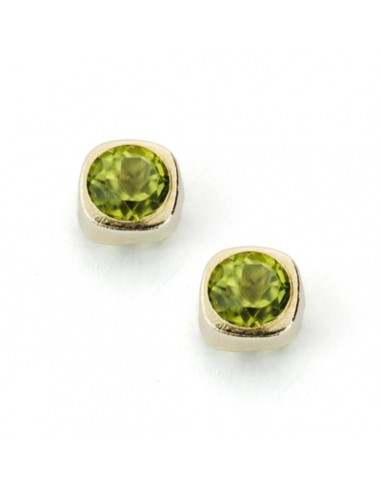 9K PENDIENTES ORO AMARILLO OLIVINAS 4X4 MM 0.58 QTS.CIERRE PRESION