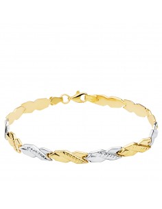 18K PULSERA BICOLOR ESTAMPACIÓN 19 CM