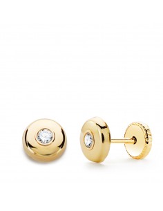 9K PENDIENTES ORO AMARILLO REDONDOS CON CIRCONITA 7 MM CIERRE PRESION