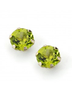 9K PENDIENTES ORO AMARILLO GARRAS CON OLIVINA NATURAL 7 MM TOTAL 2 88 QTS. CIERRE PRESION
