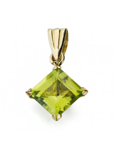 9K COLGANTE ORO AMARILLO OLIVINA CON GARRAS TALLA ROMBO. 6X6 MM