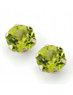 9K PENDIENTES ORO AMARILLO OLIVINA NATURAL GARRA CALADA 8 MM 3.90 QTS CIERRE PRESION