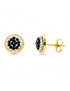 9K PENDIENTES ORO AMARILLO CON CIRCONITA 8 MM CIERRE PRESION