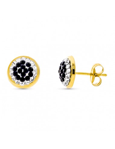 9K PENDIENTES ORO AMARILLO CON CIRCONITA 8 MM CIERRE PRESION