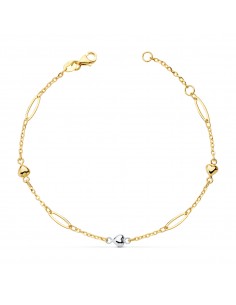 18K PULSERA BICOLOR CORAZONES 18,5 CM