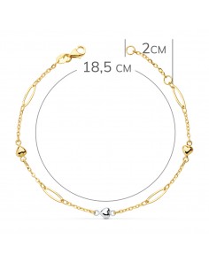 18K PULSERA BICOLOR CORAZONES 18,5 CM 2