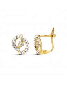 9K PENDIENTES ORO BICOLOR COMUNION BANDAS PIEDRAS 10X8 MM CATALAN