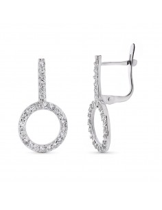 9K PENDIENTES ORO BLANCO DOBLE CUERPO CIRCULO CATALAN 22X11 MM