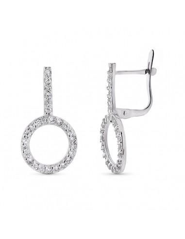 9K PENDIENTES ORO BLANCO DOBLE CUERPO CIRCULO CATALAN 22X11 MM