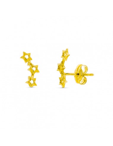 9K PENDIENTES ORO AMARILLO TREPADORES ESTRELLA 10X4 MM CIERRE PRESION