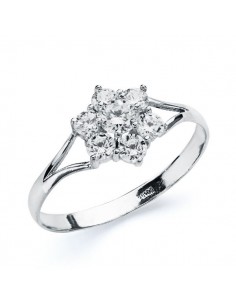 18K SORTIJA ORO BLANCO CUAJO 7 CIRCONITAS ORO BLANCO