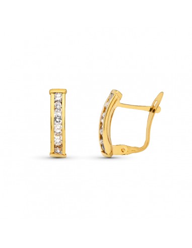 9K PENDIENTES ORO AMARILLO BANDAS CON CARRIL DE CIRCONITA 14X3 MM CATALAN