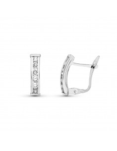 9K PENDIENTES ORO BLANCO BANDAS CON CARRIL DE CIRCONITA 14X3 MM CATALAN