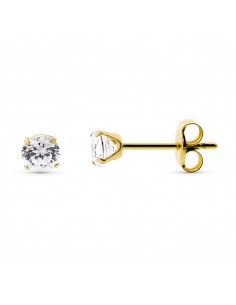 9K PENDIENTES ORO AMARILLO CIRCONITA 4 MM CON 4 GARRAS. CIERRE PRESION