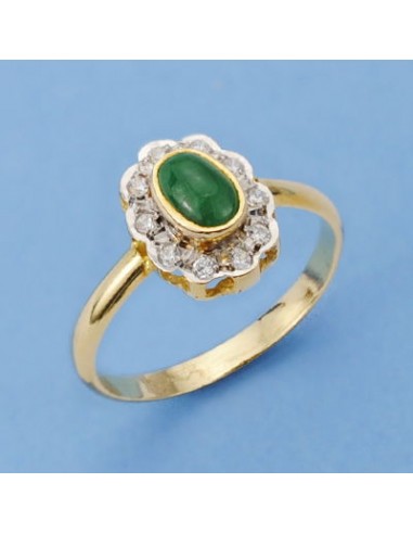 18K SORTIJA ORO AMARILLO PIEDRA OVAL Y CIRCONITAS.