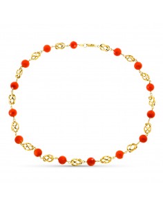 18K COLLAR ORO AMARILLO JAULA CORAL FINO JAPONES 9-9,5 MM. 50CM