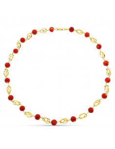 18K COLLAR ORO AMARILLO JAULA CORAL FINO JAPONES 9-9,5 MM. 70CM