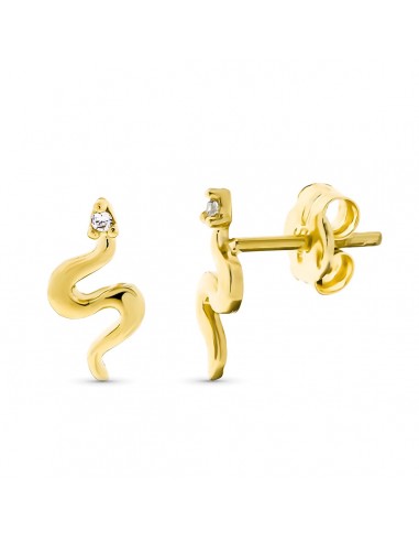 9K PENDIENTES ORO AMARILLO SERPIENTE CON CIRCONITA. MEDIDA: 9 X 4 5MM. CIERRE PRESION