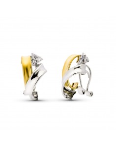 9K PENDIENTES ORO BICOLOR BLANCO Y AMARILLO O BLANCO Y ROSA 20X12 MM CIERRE OMEGA