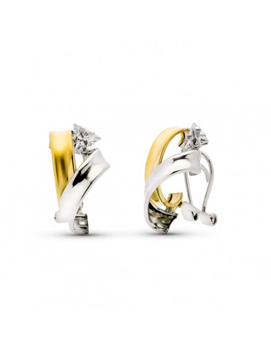 9K PENDIENTES ORO BICOLOR BLANCO Y AMARILLO O BLANCO Y ROSA 20X12 MM CIERRE OMEGA