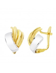 9K PENDIENTES ORO BICOLOR BANDAS MATE Y BRILLO. MEDIDA: 18 X 14 MM. CIERRE CATALAN