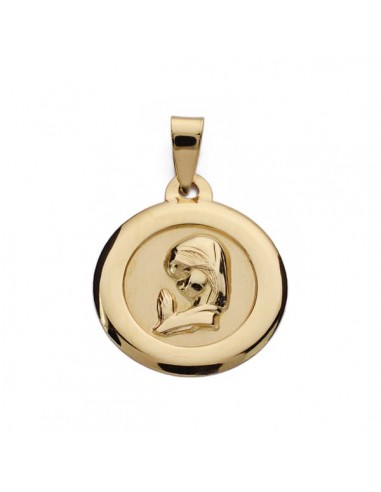 9K MEDALLA ORO AMARILLO VIRGEN NIÑA CERCO LISO 18 MM