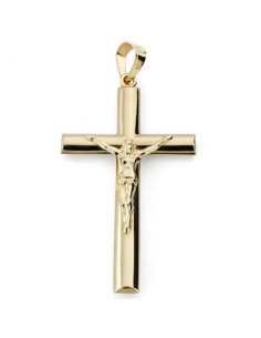 9K CRUZ ORO AMARILLO CRISTO OVAL 34X20 MM
