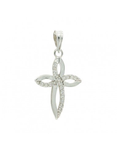 9K CRUZ ORO BLANCO CIRCONITA 23X15 MM