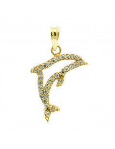 9K COLGANTE ORO AMARILLO DELFIN CIRCONITA 21X18 MM