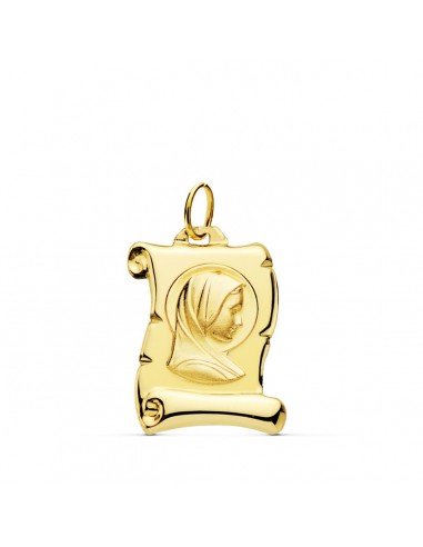 9K COLGANTE PERGAMINO ORO AMARILLO VIRGEN NIÑA 18X12 MM