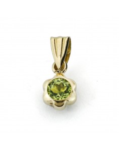 9K COLGANTE ORO AMARILLO CHATON MARGARITA OLIVINA NATURAL 0 29 QTS. 4X4 MM