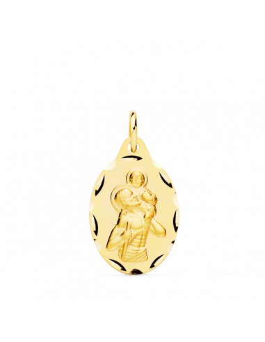 9K MEDALLA ORO AMARILLO SAN CRISTOBAL OVAL TALLADO 20X13 MM