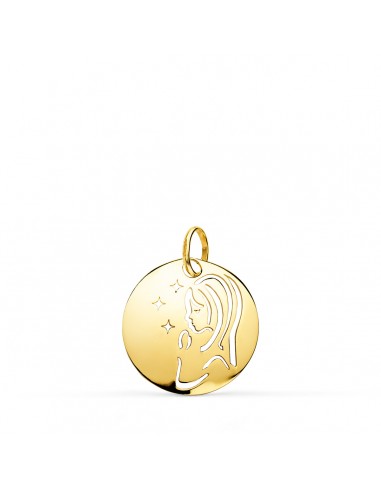 9K MEDALLA ORO AMARILLO VIRGEN NIÑA ORO AMARILLO REDONDA CALADA TUMBO EN BRILLO 15 MM
