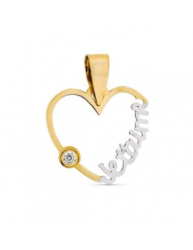 9K COLGANTE ORO BICOLOR CORAZÓN JE T´AIME. MEDIDA: 15 X 16 MM
