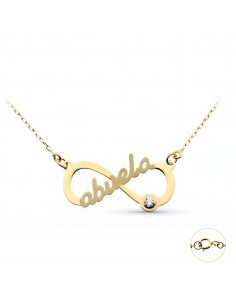 9K GARGANTILLA ORO AMARILLO INFINITO CON PALABRA ABUELA CADENA 45CM