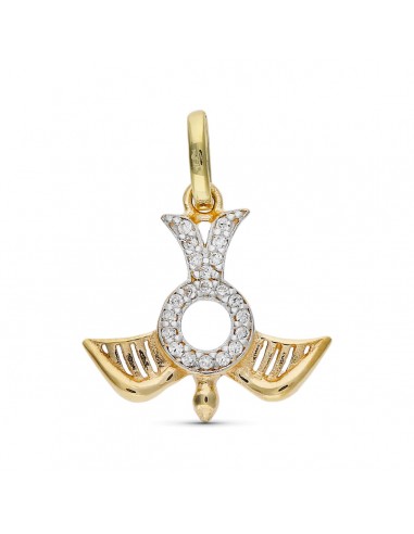 9K COLGANTE oro bicolor PALOMA ESPIRITU SANTO CIRCONITA 14x17 mm