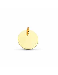 9K COLGANTE ORO AMARILLO DISCO REDONDO LISO EN BRILLO. DIAMETRO: 18 MM