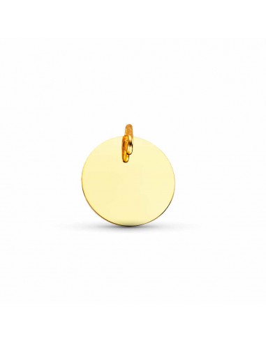 9K COLGANTE ORO AMARILLO DISCO REDONDO LISO EN BRILLO. DIAMETRO: 18 MM