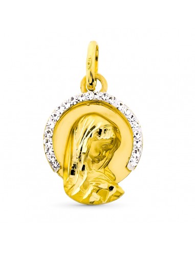 9K MEDALLA ORO AMARILLO VIRGEN NIÑA ORO AMARILLO CERCO PIEDRAS 15X11 MM
