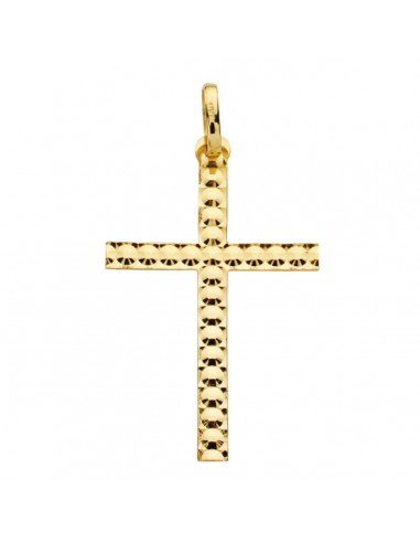 9K CRUZ ORO AMARILLO SIN CRISTO TALLADA DIAMANTADA. MEDIDA: 30X20 MM