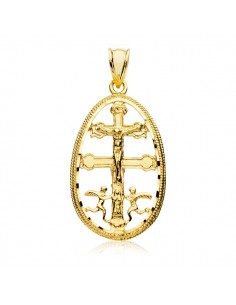 9K CRUZ CARAVACA ORO AMARILLO CERCO 29X19 MM