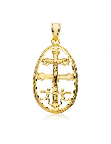 9K CRUZ CARAVACA ORO AMARILLO CERCO 29X19 MM