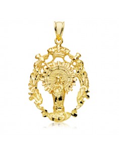 9K MEDALLA ORO AMARILLO ESCUDO VIRGEN DEL PILAR 35X28 MM