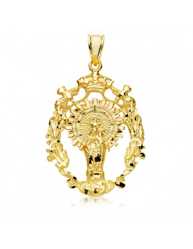 9K MEDALLA ORO AMARILLO ESCUDO VIRGEN DEL PILAR 35X28 MM