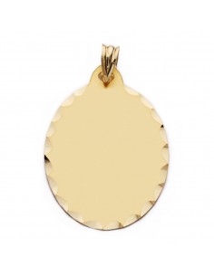 9K PLACA CHAPA OVAL ORO AMARILLO MATE TALLADA 34X23 MM