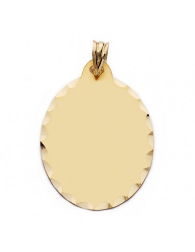 9K PLACA CHAPA OVAL ORO AMARILLO MATE TALLADA 34X23 MM
