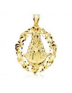 9K MEDALLA ORO AMARILLO ORLA VIRGEN DEL ROCIO. 40X33 MM